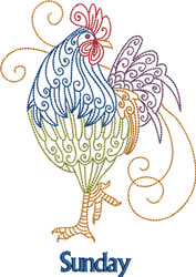 Sunday Rooster Machine Embroidery Design