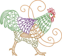 Stepping Rooster Machine Embroidery Design