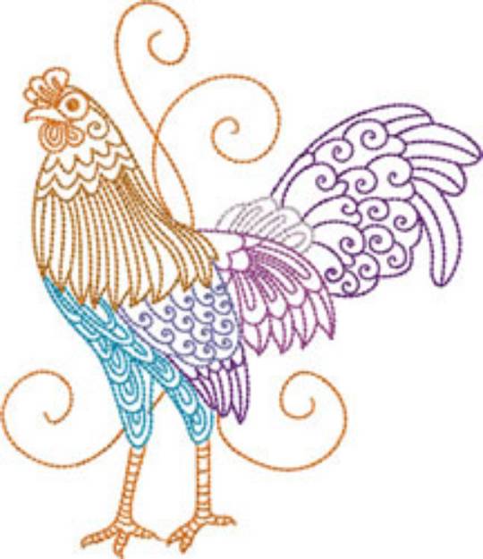 Picture of Left Facing Rooster Machine Embroidery Design