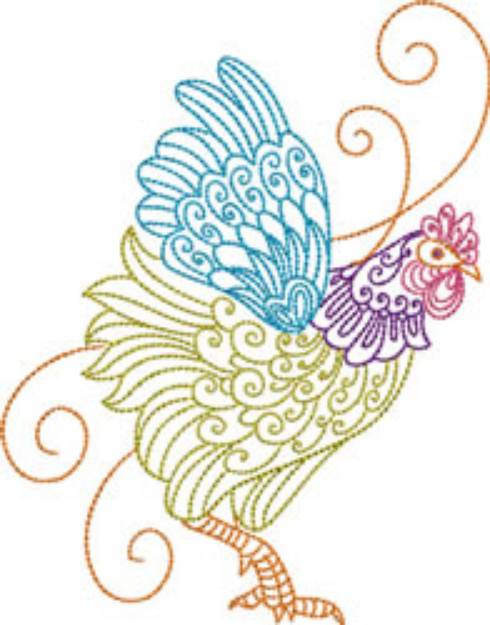 Picture of Right Facing Rooster Machine Embroidery Design