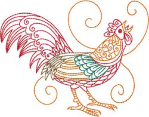 Picture of Roosting Rooster Machine Embroidery Design