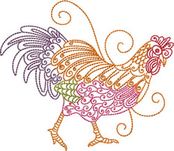 Walking Rooster Machine Embroidery Design