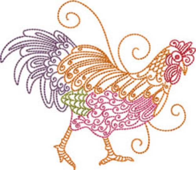 Picture of Walking Rooster Machine Embroidery Design