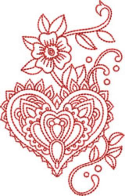 Picture of Valentines Redwork Machine Embroidery Design