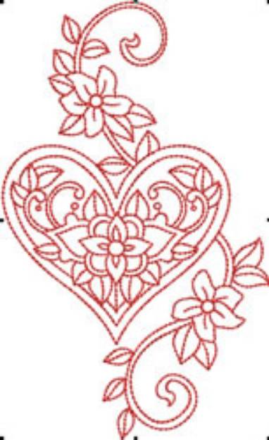 Picture of Valentines Redwork Machine Embroidery Design