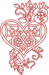 Valentines Redwork Design Machine Embroidery Design
