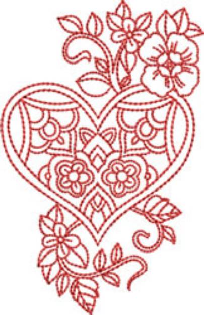 Picture of Valentines Redwork Design Machine Embroidery Design