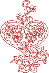 Valentines Floral Heart Machine Embroidery Design