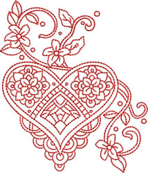 Valentines Redwork Machine Embroidery Design