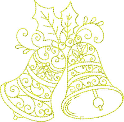Holly Christmas Bells Machine Embroidery Design