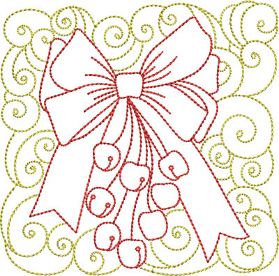 Redwork Christmas Bow Machine Embroidery Design