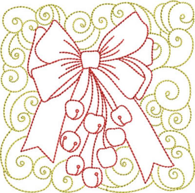 Picture of Redwork Christmas Bow Machine Embroidery Design