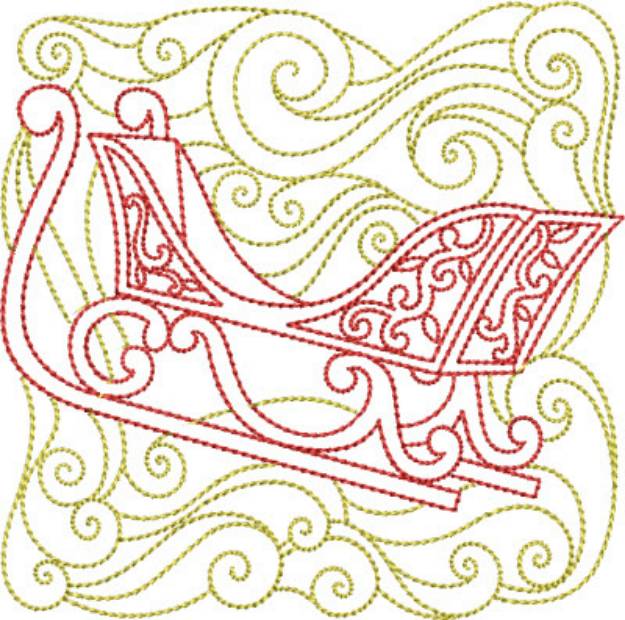 Picture of Redwork Sleigh Machine Embroidery Design