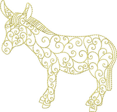 Redwork Donkey Machine Embroidery Design