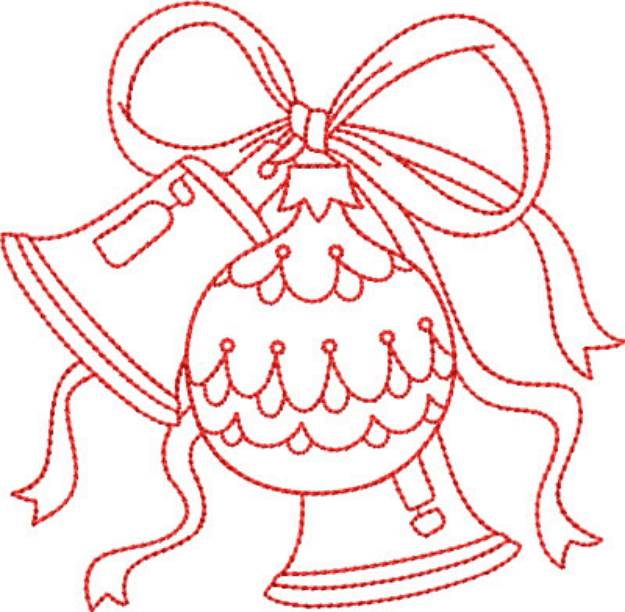 Picture of Christmas Redwork Bells Machine Embroidery Design