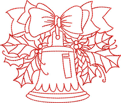 Christmas Bells and Holly Machine Embroidery Design