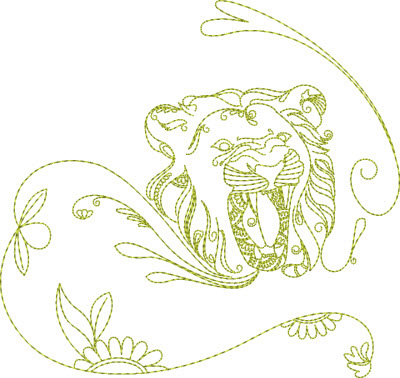 Redwork Lion Machine Embroidery Design