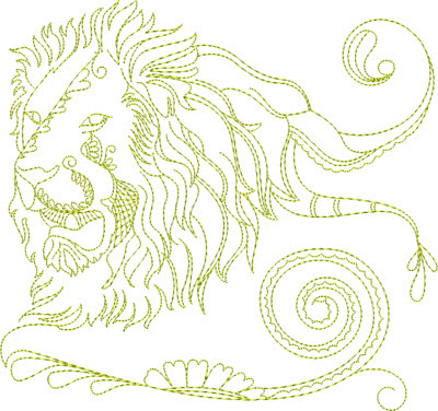 Roaring Lion Head Machine Embroidery Design