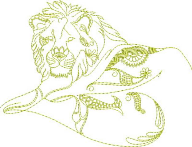 Picture of Redwork Lion Machine Embroidery Design