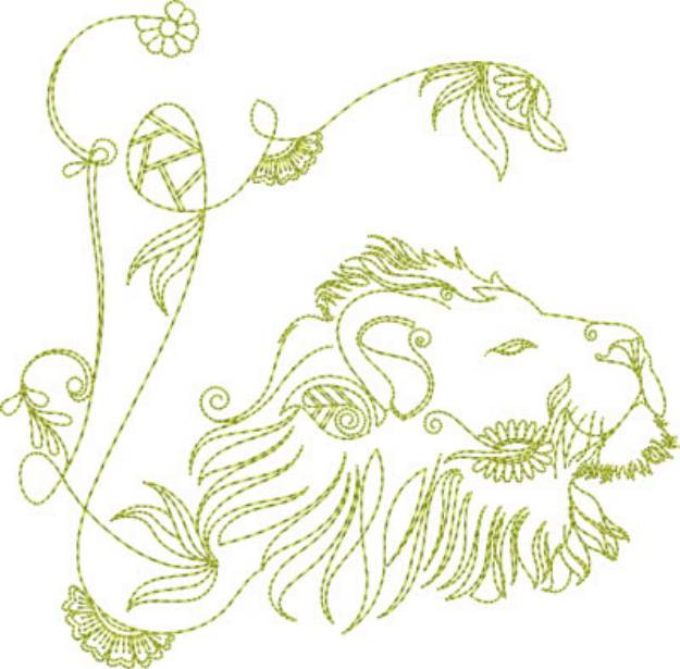 Picture of Redwork Lion Head Machine Embroidery Design