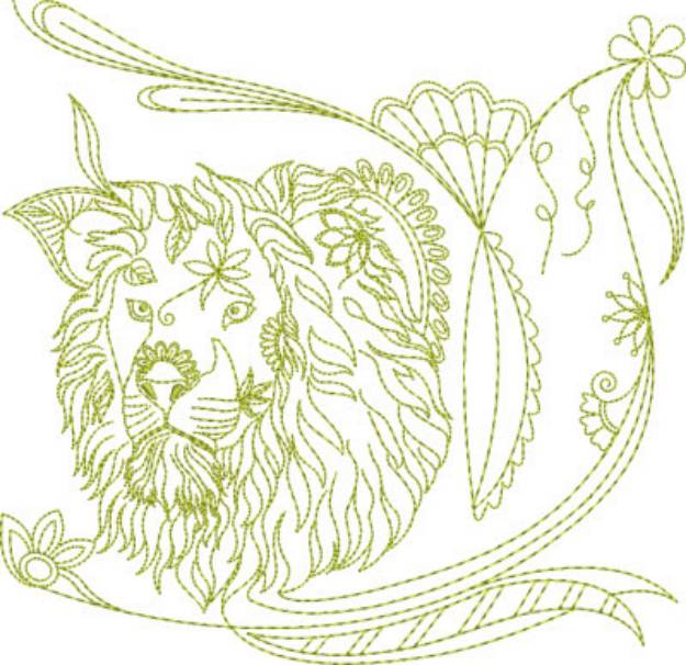 Picture of Redwork Lion Machine Embroidery Design