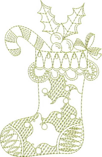 Picture of Redwork Christmas Stocking Machine Embroidery Design
