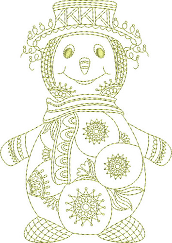 Redwork Snowman Machine Embroidery Design