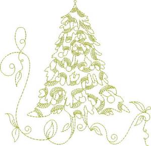 Picture of Redwork Christmas Tree Machine Embroidery Design