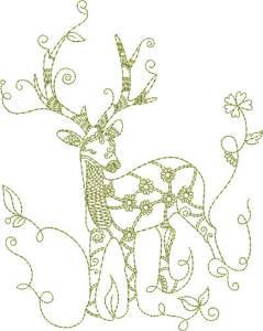 Picture of Redwork Reindeer Machine Embroidery Design
