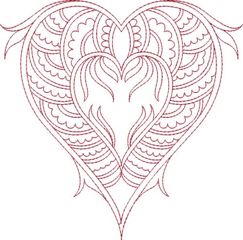 Elegant Heart Machine Embroidery Design