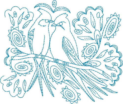Fancy Birds Machine Embroidery Design