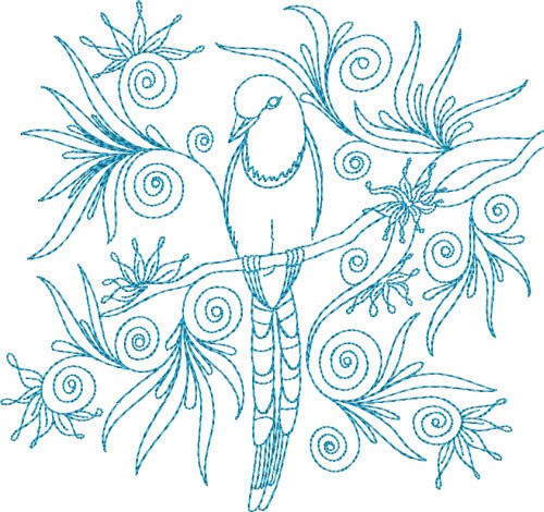 Bird In Swirls Machine Embroidery Design