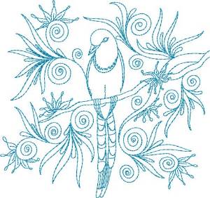 Picture of Bird In Swirls Machine Embroidery Design