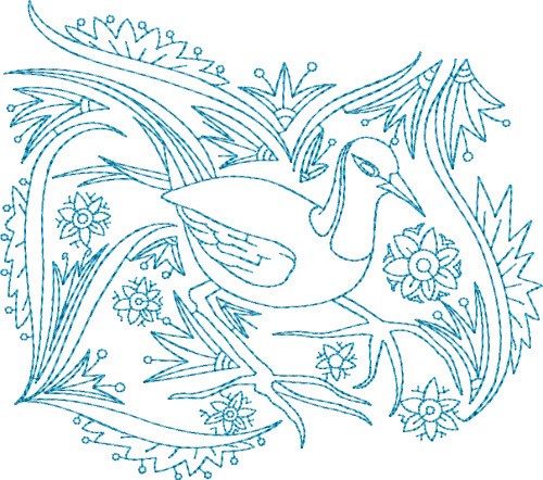 Pretty Bird Machine Embroidery Design