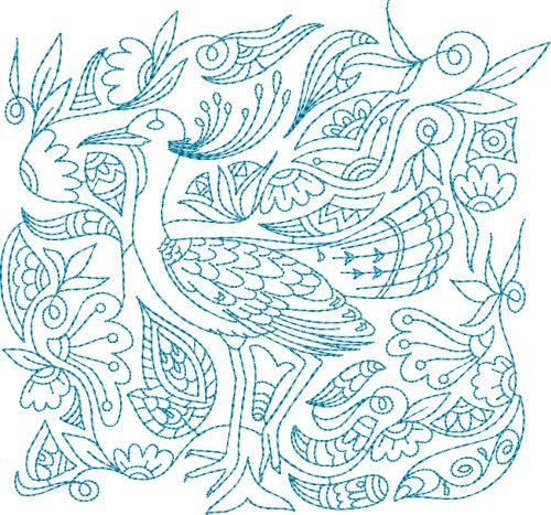 Heirloom Bird Machine Embroidery Design