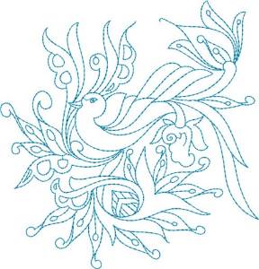 Picture of Redwork Bird Machine Embroidery Design