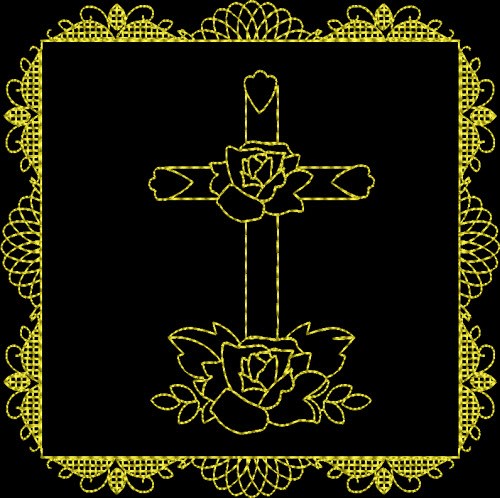 Cross And Roses Machine Embroidery Design