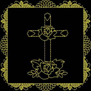 Picture of Cross And Roses Machine Embroidery Design