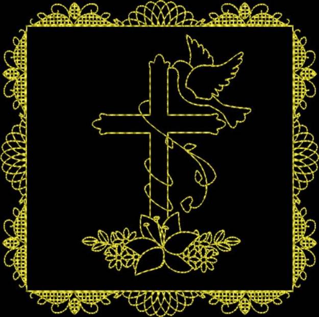 Picture of Cross And Dove Machine Embroidery Design