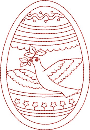 Redwork Dove Egg Machine Embroidery Design