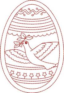 Picture of Redwork Dove Egg