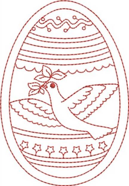 Picture of Redwork Dove Egg Machine Embroidery Design