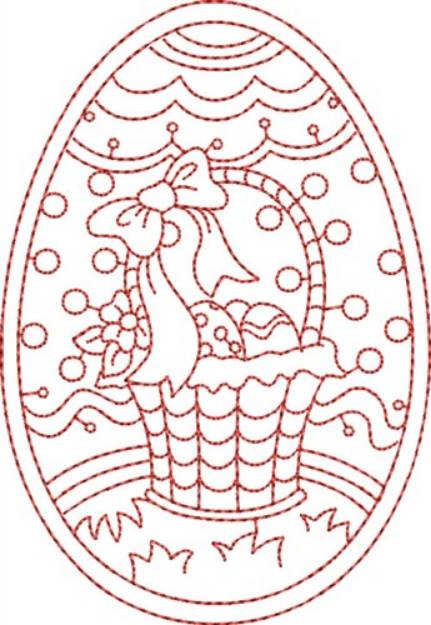 Picture of Redwork Easter Basket Machine Embroidery Design