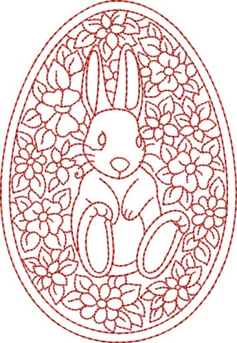Redwork Bunny Machine Embroidery Design