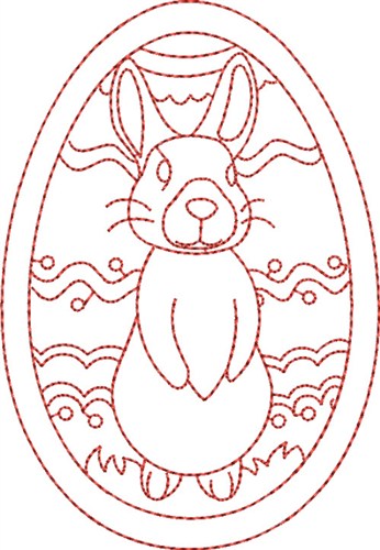 Redwork Easter Bunny Machine Embroidery Design