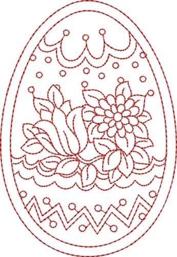 Floral Easter Egg Machine Embroidery Design