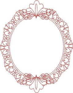 Picture of Heirloom Redwork Frame Machine Embroidery Design