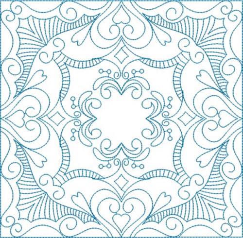 Swirly Hearts Square Machine Embroidery Design