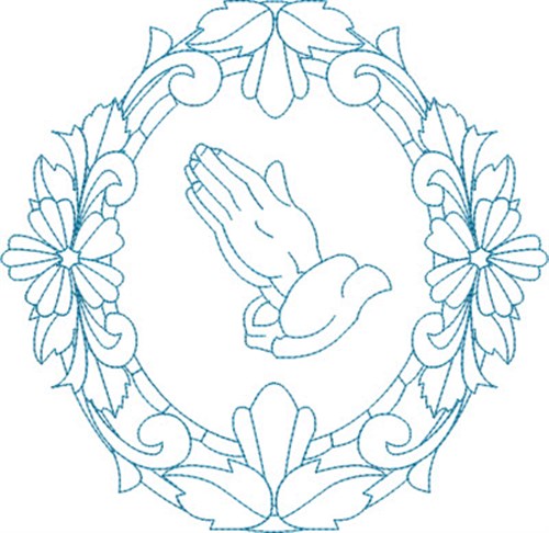 Religious Floral Frame Machine Embroidery Design
