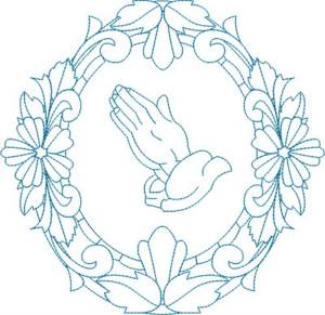Picture of Religious Floral Frame Machine Embroidery Design